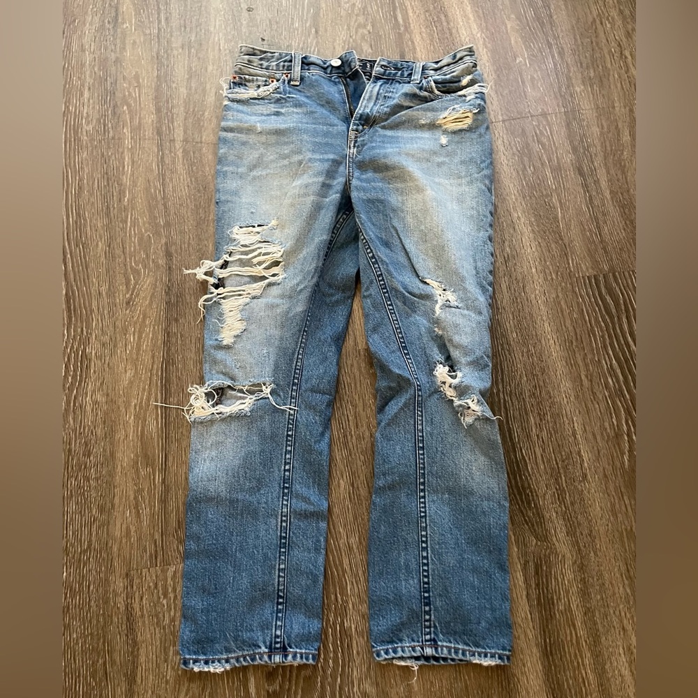 Abercrombie distressed high rise girlfriend jeans